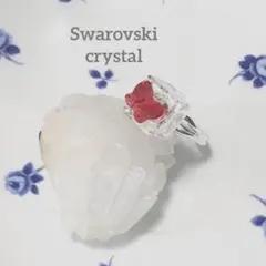 ハンドメイド 赤色の蝶のリング