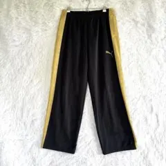 PUMA プーマ トラックパンツ ジャージ 下 S 黒 ゴールド ロゴ 日本製