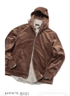 MEN'S BIGI ヘリンボーンベロアブルゾン　キャメル 03のサムネイル