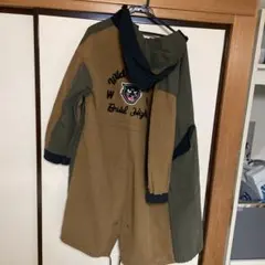 オリーブ・ブラウン モッズコート フード付き