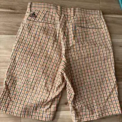 adidas オレンジ系チェック ゴルフパンツ