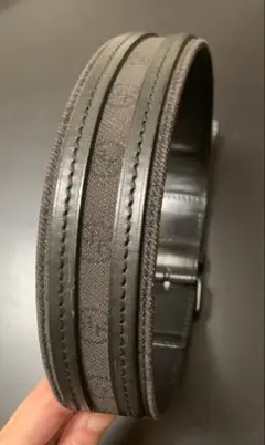 美品GUCCI GGキャンバス ベルト レザー グレー