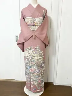 美品　裄丈長め　正絹訪問着　フルセット4点　 華やか　結婚式　七五三　お宮参り