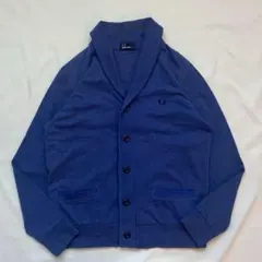 FRED PERRY カーディガン M ブルー 刺繍ロゴ 日本製