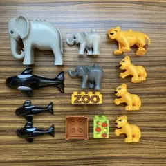 LEGO duplo レゴ　デュプロ　動物　親子　シャチ　ゾウ　ライオン　餌