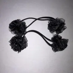 【昭和レトロ】オーガンジー ポンポン ヘアゴム 2個