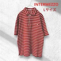 美品✨INTERMEZZO レッドホワイトポロシャツ　ボーダー　L 半袖のサムネイル