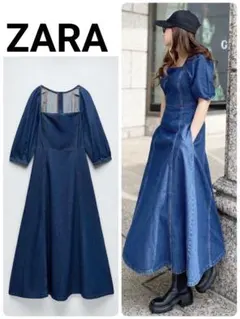ZARA デニムブルー マキシドレス