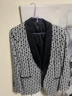 イタリア製 テーラードジャケット 白黒パターン
