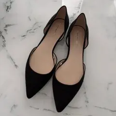 ZARA BASIC ブラック ポインテッドトゥ フラットシューズ 37
