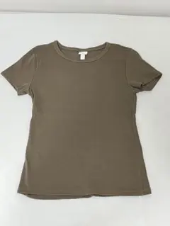 【Ｈ&M】カーキ半袖リブTシャツ