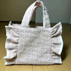 JILL by JILLSTUART フリル付きピンクツイードトートバッグ