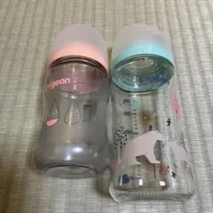 Pigeon 哺乳瓶 240ml ピンク 水色 動物柄