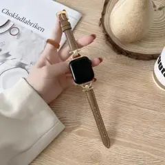 【f1】 Apple Watch バンド ライトブラウン+ゴールド