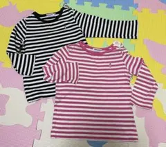 90㎝♡MIKIHOUSE ♡ミキハウス♡リーナちゃんボーダーロンT 2枚セット