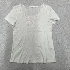 NEWYORKER ニューヨーカー 半袖Tシャツ ホワイト　レース飾りのサムネイル