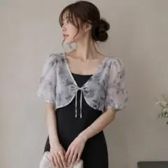 エムズ シアー花柄ボレロカーディガン 羽織るだけで映える♡ FREEサイズ