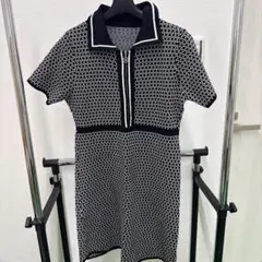 黒と白のチェック柄半袖ミニワンピース