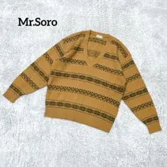 Mr.Soro【M】ニット セーター Ｖネック マスタード ヴィンテージ 日本製