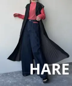新品未使用　HARE （ハレ）カットアウトワイドデニムパンツ　F