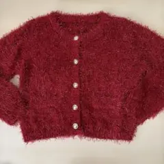 グレイル GRL ラメ入り シャギーニット カーディガン ボルドー
