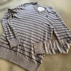 Abercrombie & Fitch ストライプ Vネックセーター M