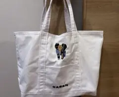 CABaNキャバン Elephant刺繍プレイフルトートバッグ　ホワイト