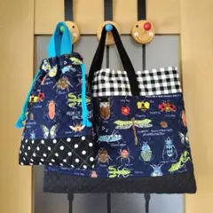 入園セット☆絵本バッグ☆上履き入れ☆レッスンバック☆ハンドメイド☆昆虫柄