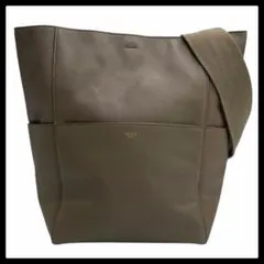 6446 美品 セリーヌ サングル バケットバッグ グレージュ カーフレザー
