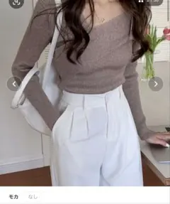 即日発送ABITOKYO フロントクロスリブニット　モカ