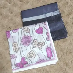 《未使用❗訳あり❗》YSL ハンカチ 2枚セット 花柄 蝶 ロゴマーク