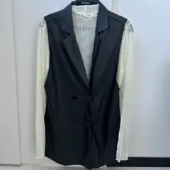 フェイクレザー　ベスト　ジレ　シースルー　トップス　セット