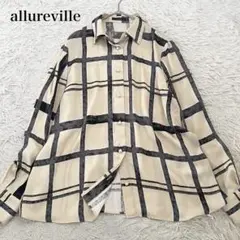 ✨美品✨アルアバイル　長袖ブラウス　シャツ　メガチェック　ウォッシャブル　2のサムネイル
