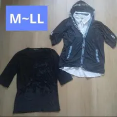 中古メンズ五分袖トップス2着セットまとめ売り★サイズバラバラの為、訳あり激安出品