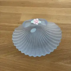 【未使用】シェルトレー　ピンクのバラ装飾