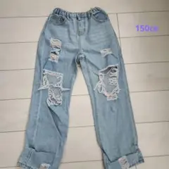 どるさま専用SHEINダメージ加工ライトブルーデニムロングパンツ