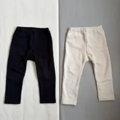 送料込　UNIQLO ベビー レギンス 黒 白 90cm 裏起毛