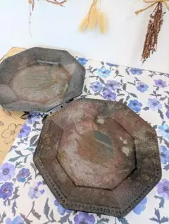 津軽金山焼　パスタ皿　メインディッシュ 八角皿 プレート 2枚セット 中皿　大皿のサムネイル