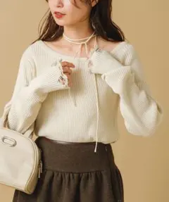 【新品未使用】Kastane ダメージリブニットプルオーバー アイボリー