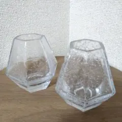 気泡入り ガラス製 多面体 花瓶 2個セット 花瓶 インテリア 小物入れ ニトリのサムネイル