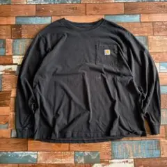 Carhartt バックロゴ ロンT ブラック 2XL ゆるダボビッグシルエット