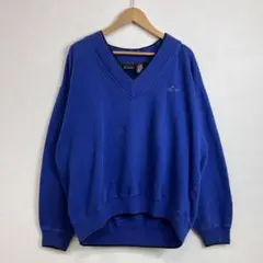 90s GREG NORAMAN Vネック スウェット ブルー VINTAGE