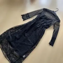 kaene ブラックレースパーティードレス