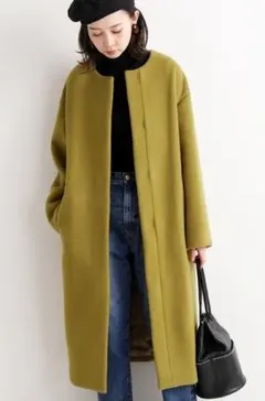 IENA イエナ ラムウールノーカラーロングコート 34 ナチュラル 2020