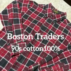 古着 USA 90s BOSTON TRADERS ネルシャツ レッド チェック