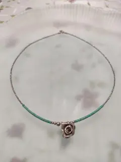 ○4474#0310　インディアンジュエリー/925ネックレス/薔薇のモチープ付