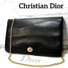 ✨美品✨　クリスチャンディオール　ショルダーバッグ　チェーン　レザー　ブラック