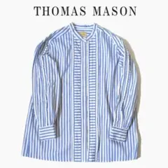 トーマスメイソン THOMAS MASON ストライプバンドカラーシャツ