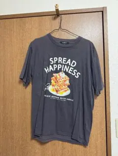 ワッフル プリント Tシャツ チャコールグレー