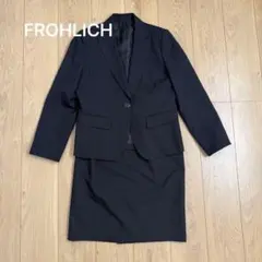 FROHLICH スカートスーツ 上下セット 11AR ブラック フォーマル 黒